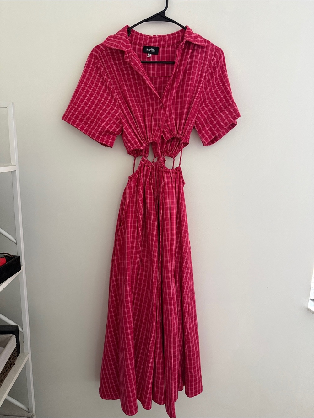 Fuchsia Check Cutout Maxi Dress